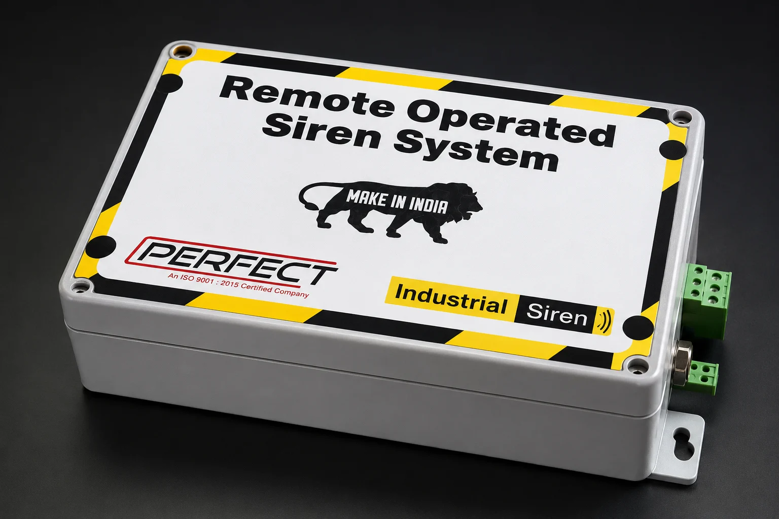 GSM remote siren control system — SMS triggered siren activation from any mobile phone, factory emergency alert, India
